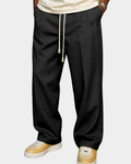 Men's Drawstring Trousers | Wide Straight Leg | Elasticated Waistband Detail