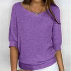 Women's Jumper | Round Neckline | Relaxed Fit | Ribbed Cuffs | 3/4 Sleeves