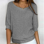 Women's Jumper | Round Neckline | Relaxed Fit | Ribbed Cuffs | 3/4 Sleeves