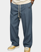 Men's Drawstring Trousers | Wide Straight Leg | Elasticated Waistband Detail