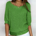 Women's Jumper | Round Neckline | Relaxed Fit | Ribbed Cuffs | 3/4 Sleeves