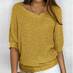 Women's Jumper | Round Neckline | Relaxed Fit | Ribbed Cuffs | 3/4 Sleeves