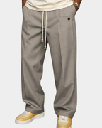 Men's Drawstring Trousers | Wide Straight Leg | Elasticated Waistband Detail
