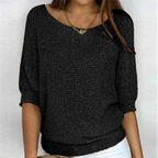 Women's Jumper | Round Neckline | Relaxed Fit | Ribbed Cuffs | 3/4 Sleeves
