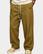 Men's Drawstring Trousers | Wide Straight Leg | Elasticated Waistband Detail
