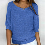 Women's Jumper | Round Neckline | Relaxed Fit | Ribbed Cuffs | 3/4 Sleeves