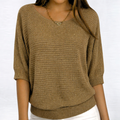 Women's Jumper | Round Neckline | Relaxed Fit | Ribbed Cuffs | 3/4 Sleeves