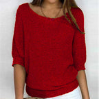 Women's Jumper | Round Neckline | Relaxed Fit | Ribbed Cuffs | 3/4 Sleeves