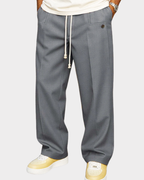 Men's Drawstring Trousers | Wide Straight Leg | Elasticated Waistband Detail